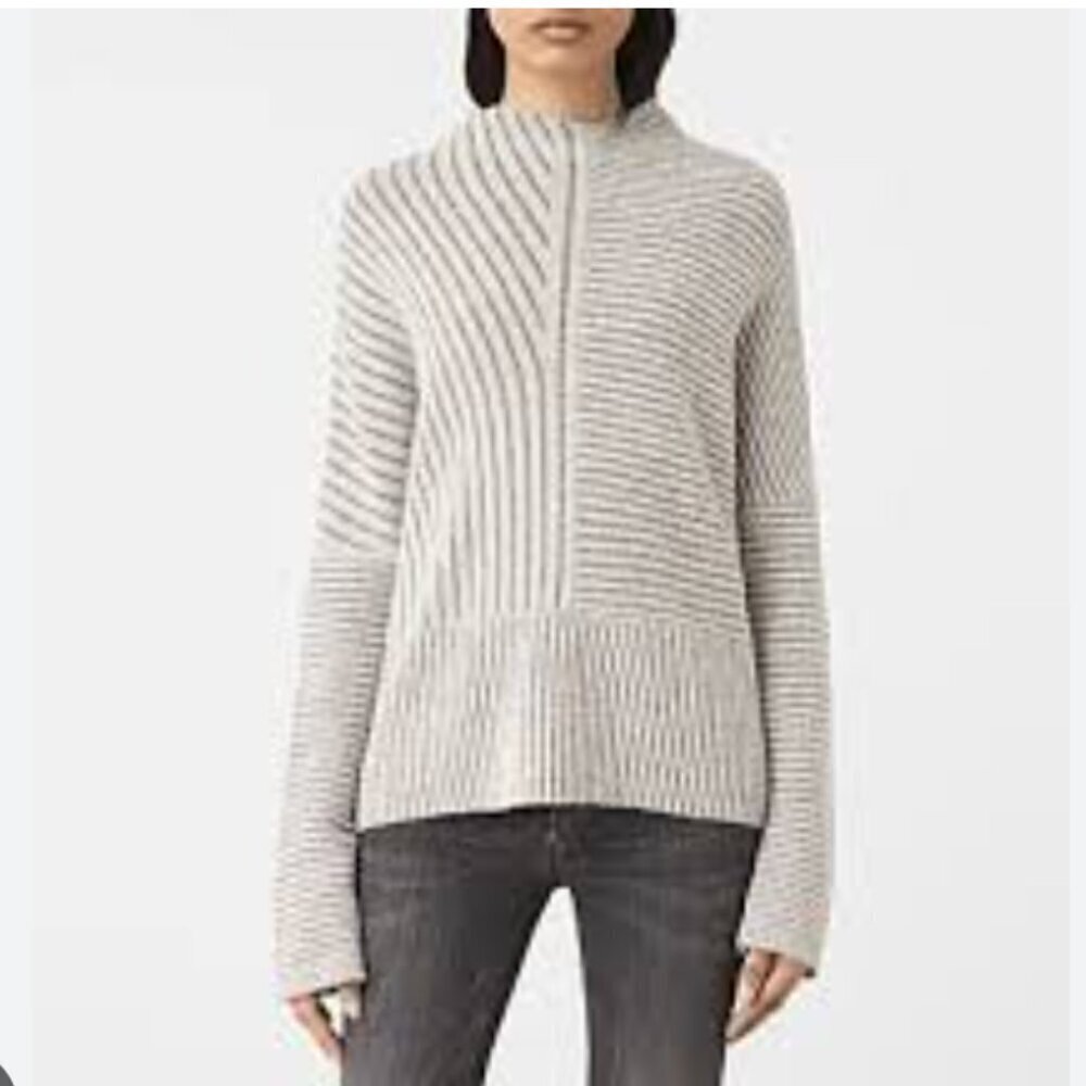 ALLSAINTS Terra Funnel Neck Sweater In Cream White Size XS
